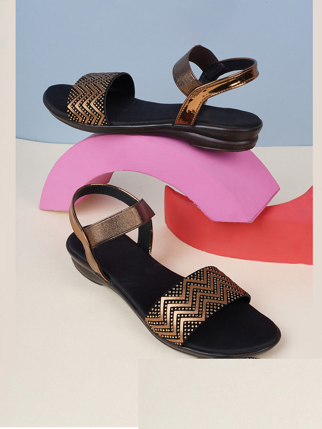 

Style Shoes Women Brown Embellished Open Toe Flats