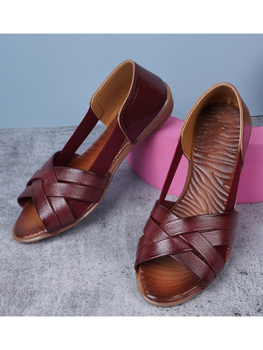 

Style Shoes Women Maroon open toe Flats