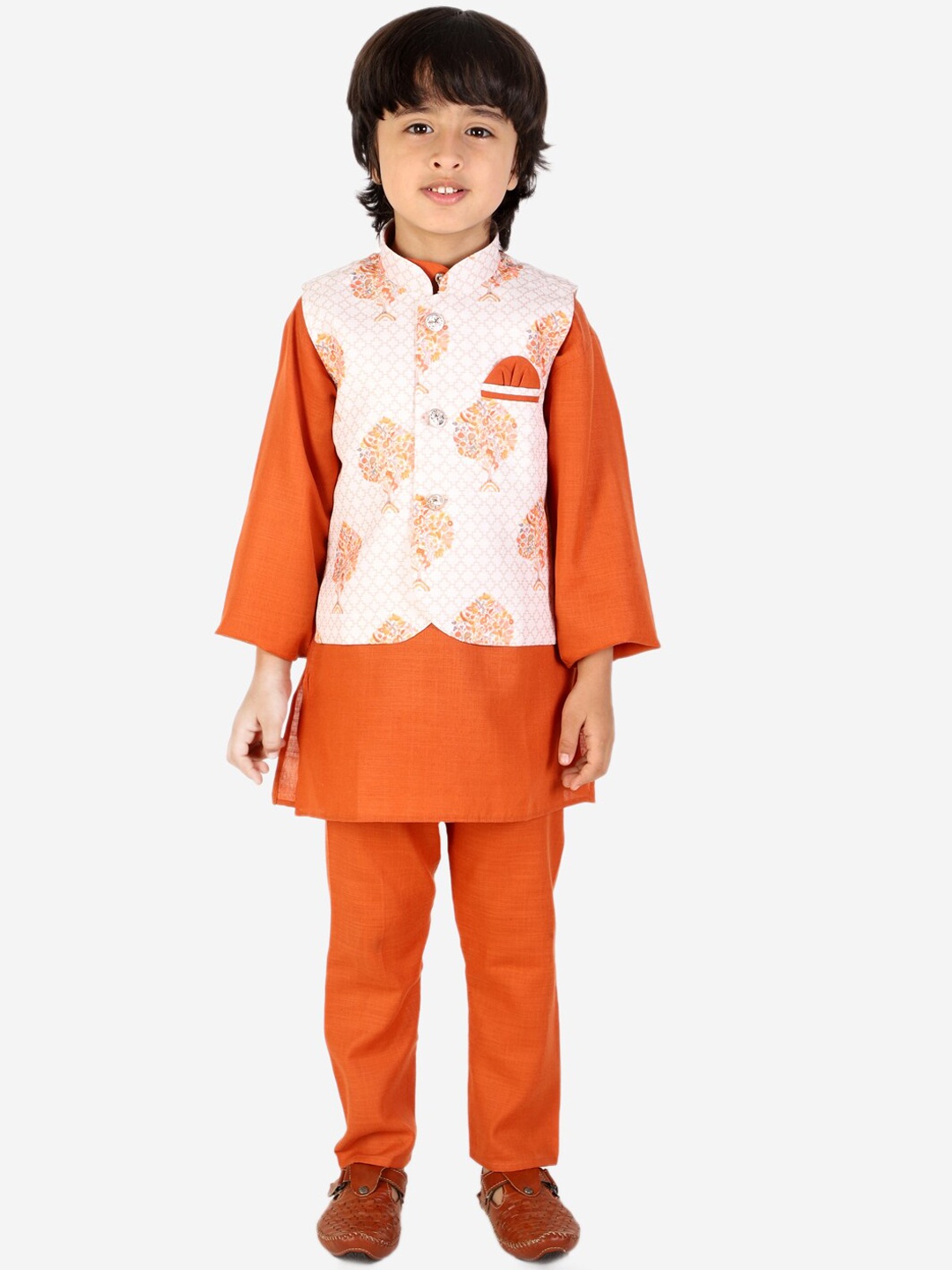 

Superminis Boys Orange Kurta with Trousers