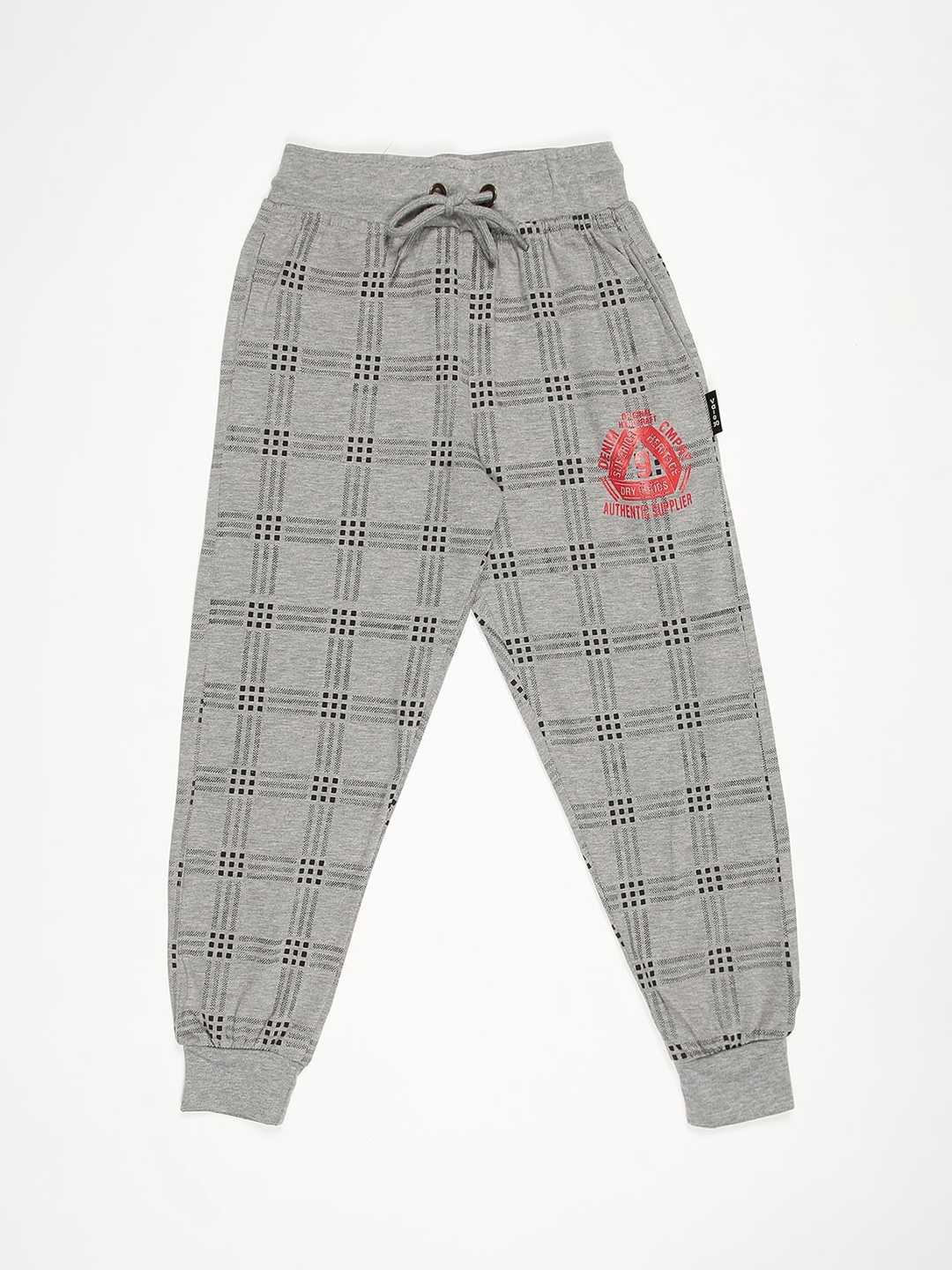 

V2 Value & Variety Boys Grey & Black Checked Cotton Joggers