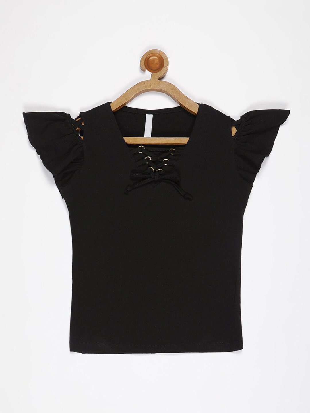 

V2 Value & Variety Girls Black Tie-up Top