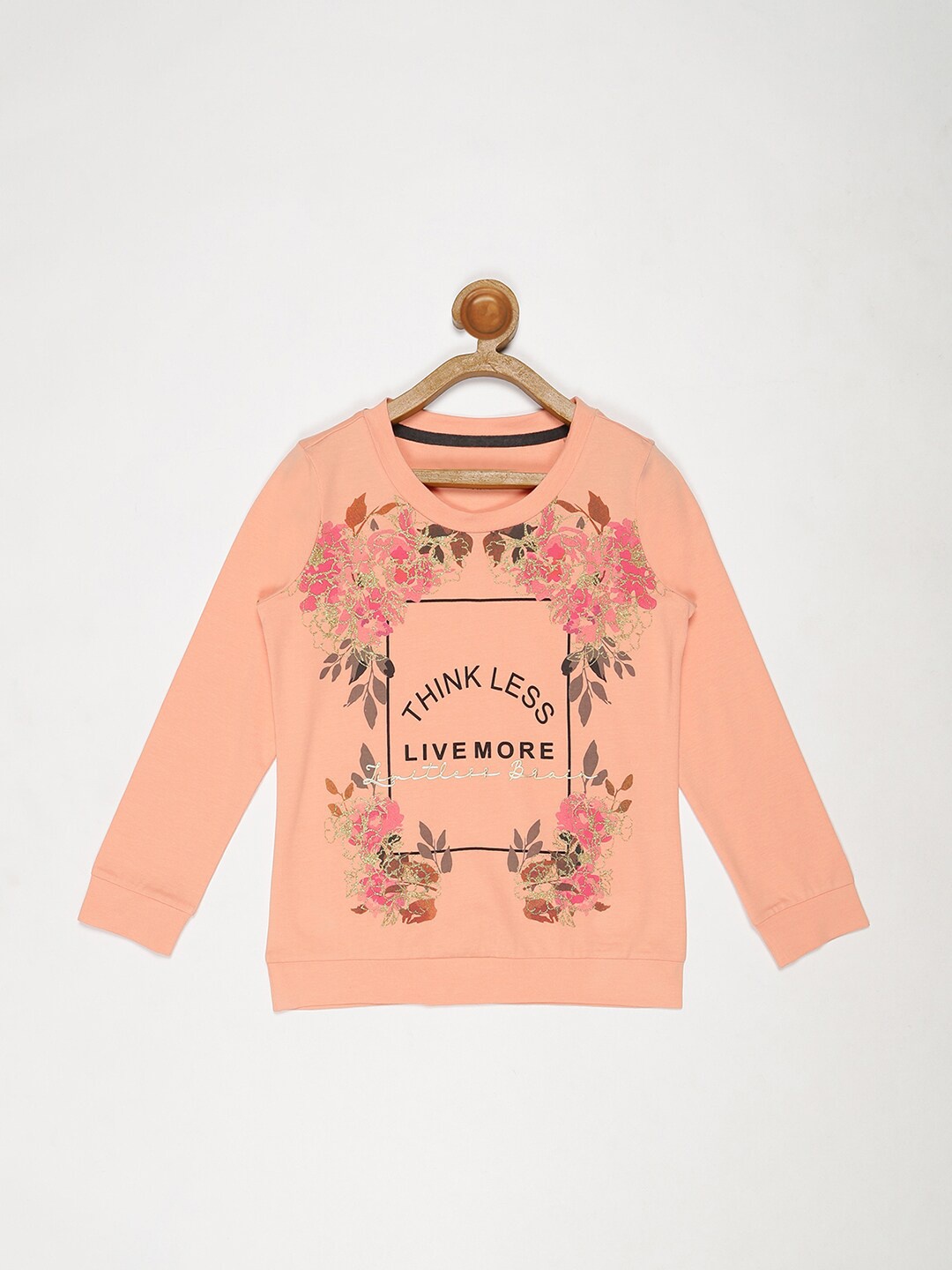 

V2 Value & Variety Orange Floral Print Pure Cotton Top