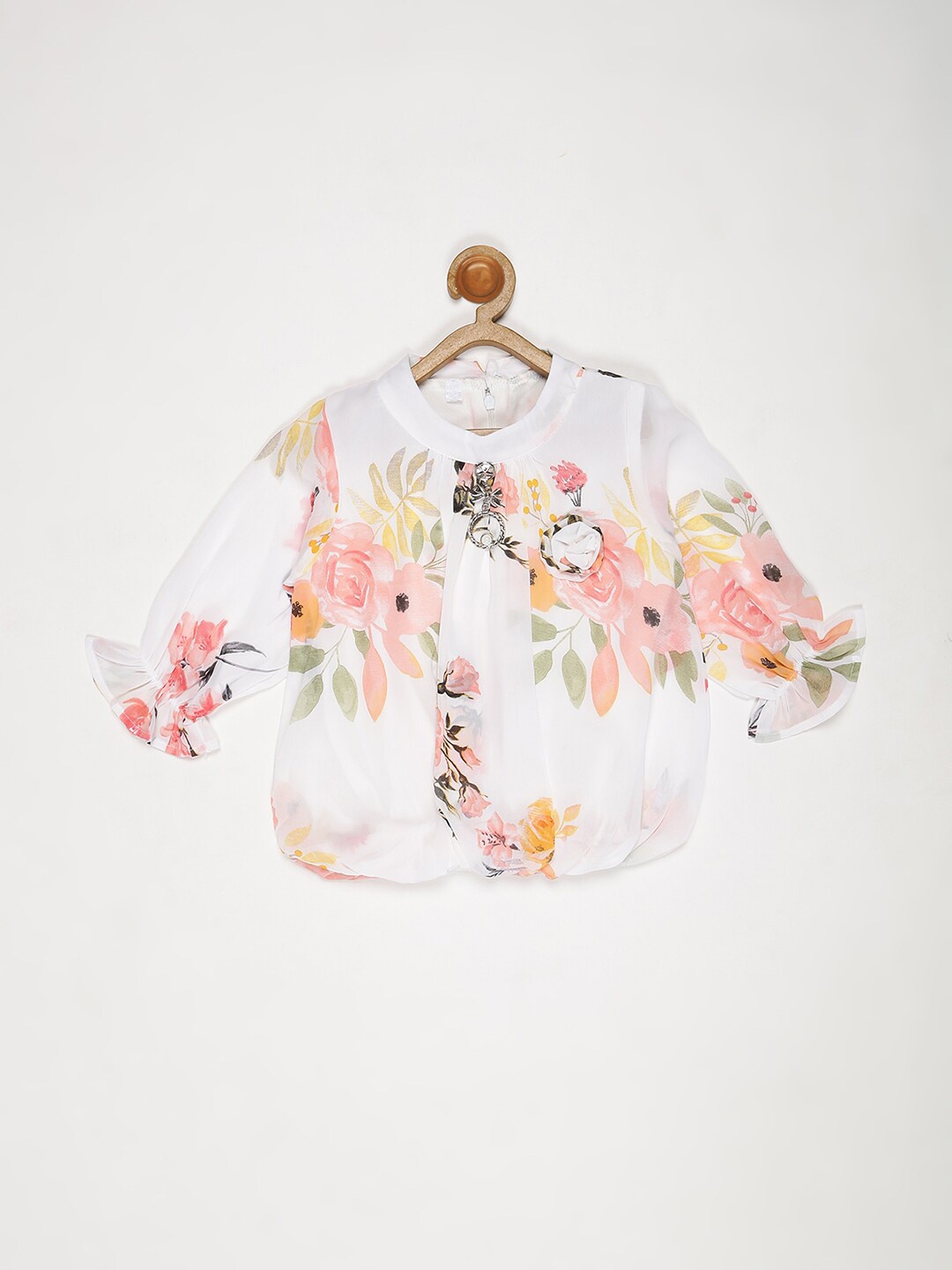 

V2 Value & Variety White Floral Print Blouson Top