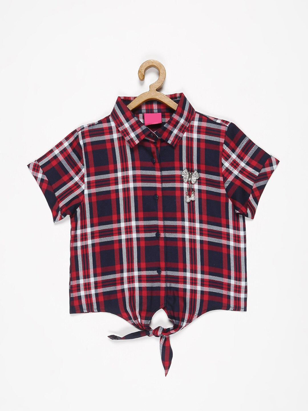

V2 Value & Variety Women Red Checked Blouson Top