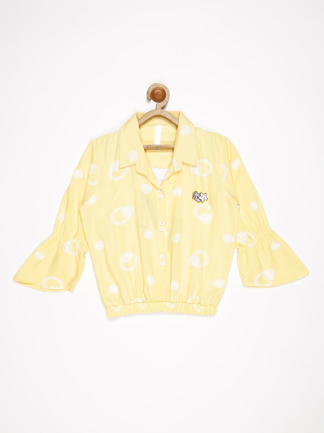 

V2 Value & Variety Girls Yellow Print Blouson Top