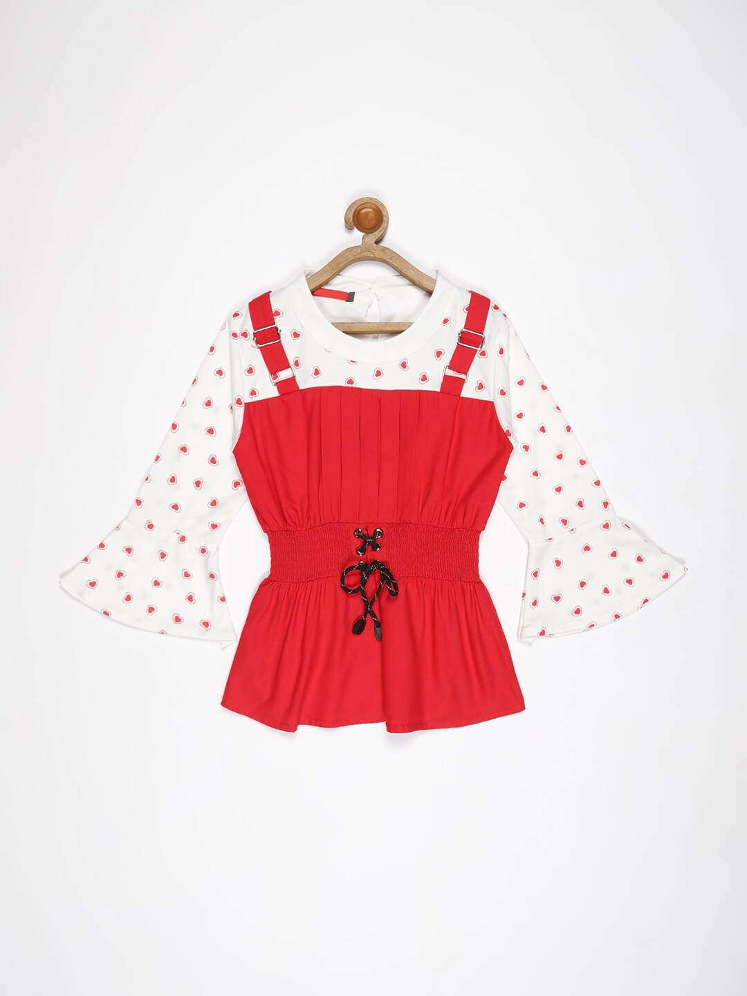 

V2 Value & Variety Red & White Cinched Dungaree and Waist Top
