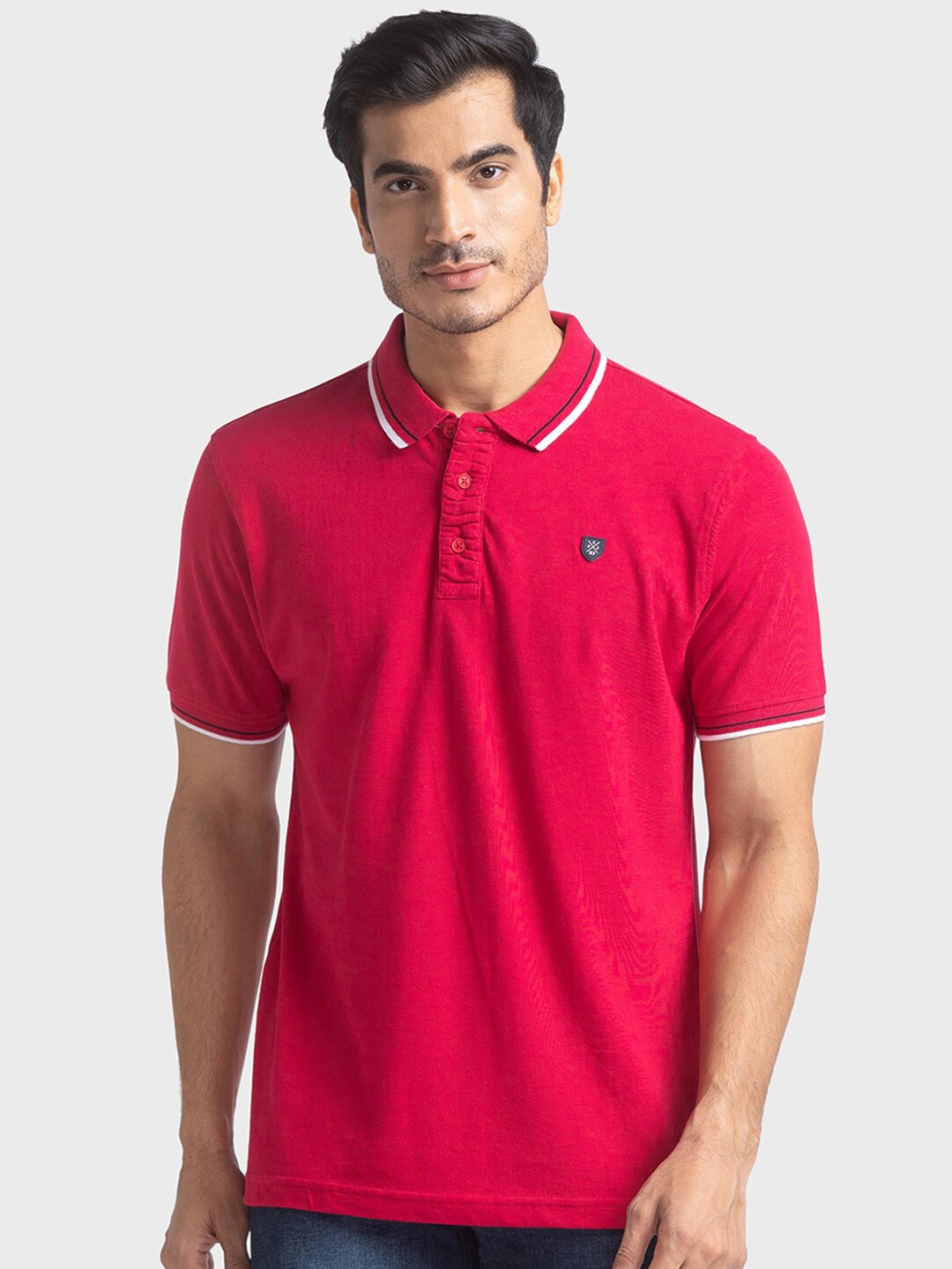 

ColorPlus Men Red Polo Collar T-shirt