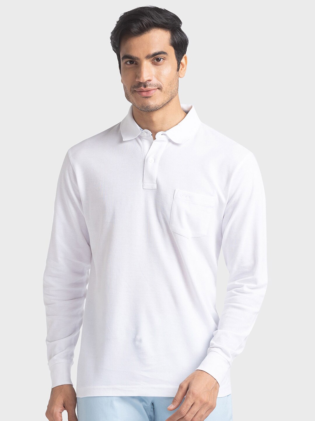 

ColorPlus Men White Polo Collar T-shirt