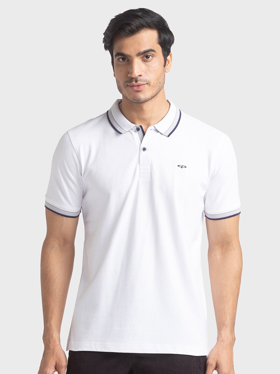 

ColorPlus Men White Polo Collar T-shirt