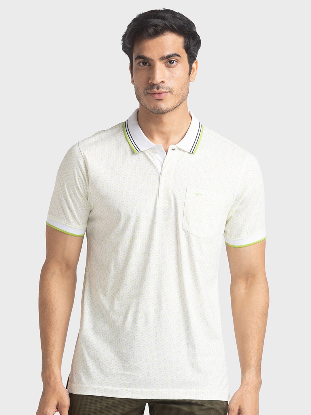 

ColorPlus Men Light Green Polo Collar T-shirt