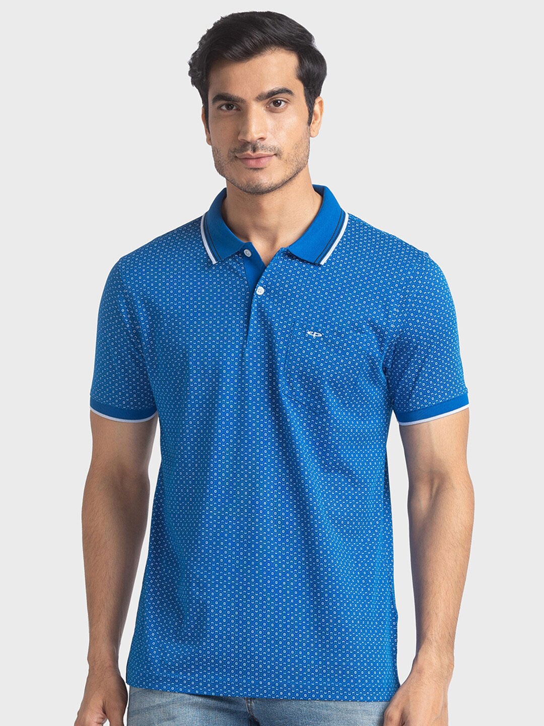 

ColorPlus Men Blue Polo Collar T-shirt