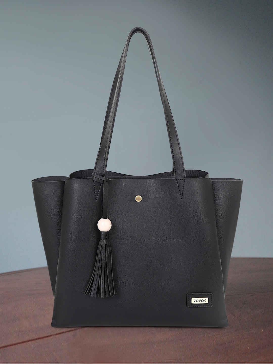 

ROVOK Black PU Swagger Shoulder Bag with Tasselled