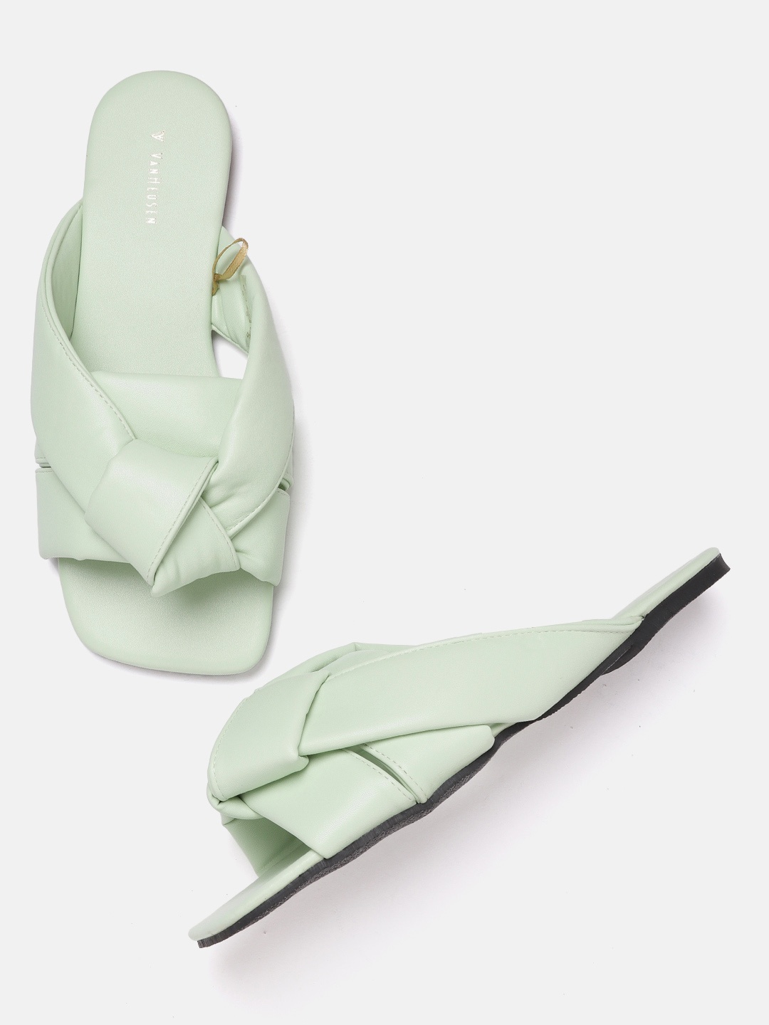 

Van Heusen Woman Mint Green Solid Knot Detail Open Toe Flats