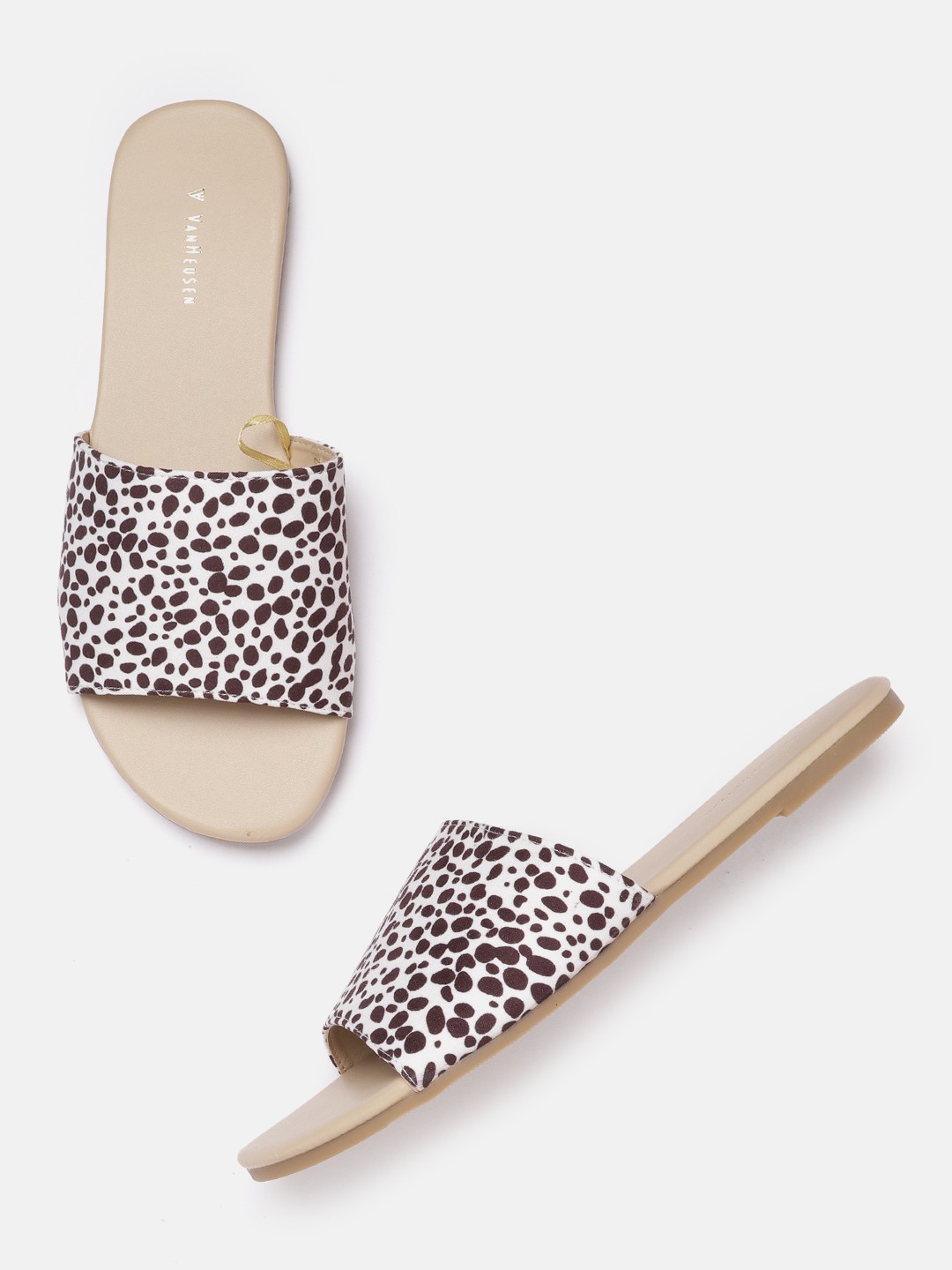

Van Heusen Woman White & Coffee Brown Abstract Printed Flats