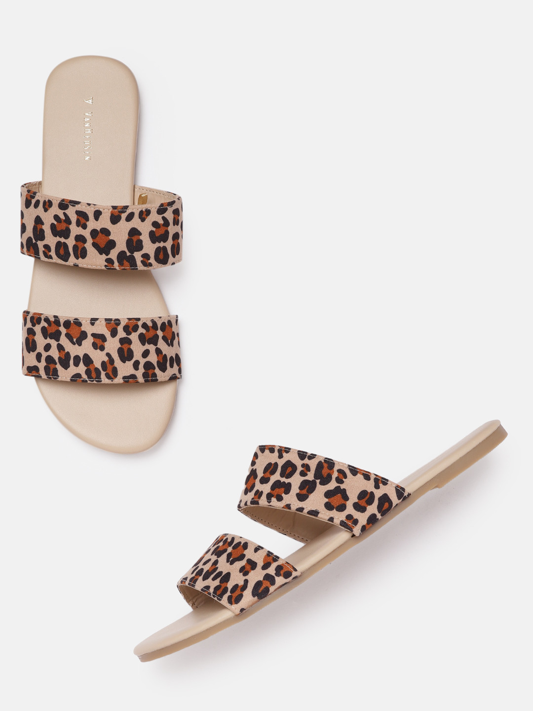 

Van Heusen Woman Beige & Rust Orange Animal Printed Flats