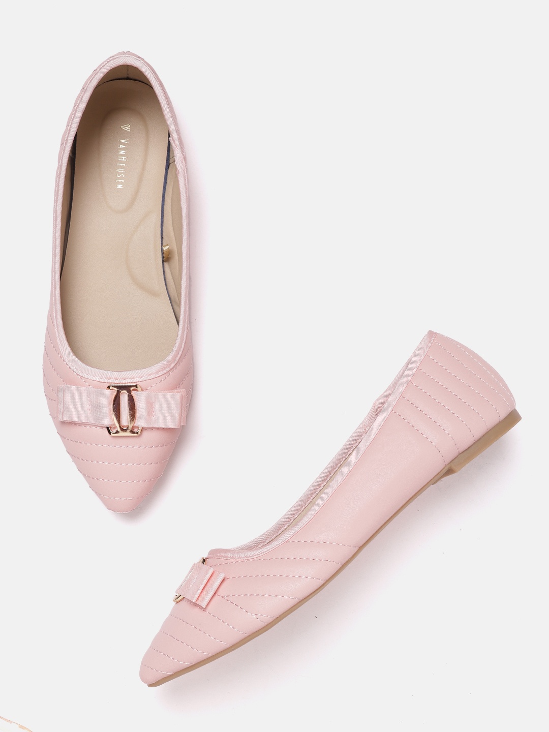 

Van Heusen Woman Pink Solid Ballerinas with Bow Detail
