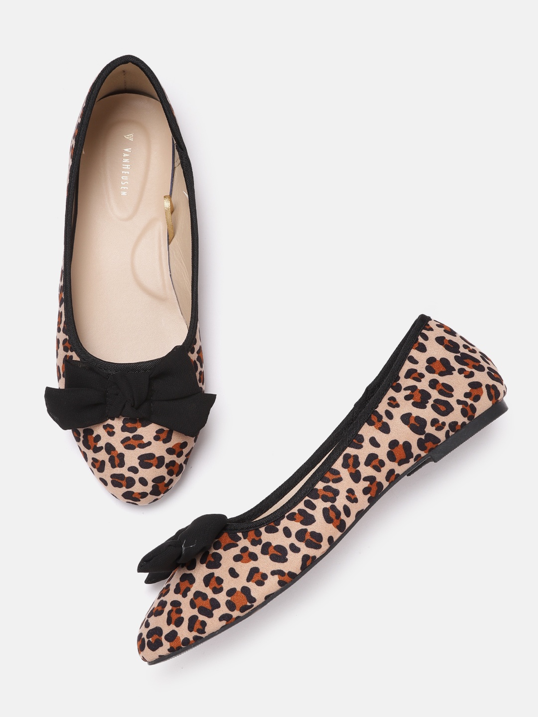 

Van Heusen Woman Brown & Black Animal Printed Ballerinas with Bow Detail