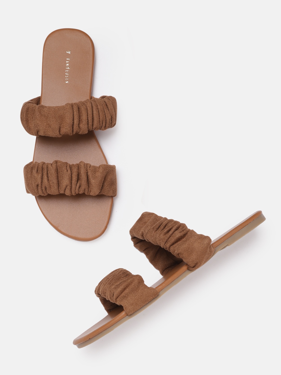 

Van Heusen Woman Brown Solid Open Toe Flats