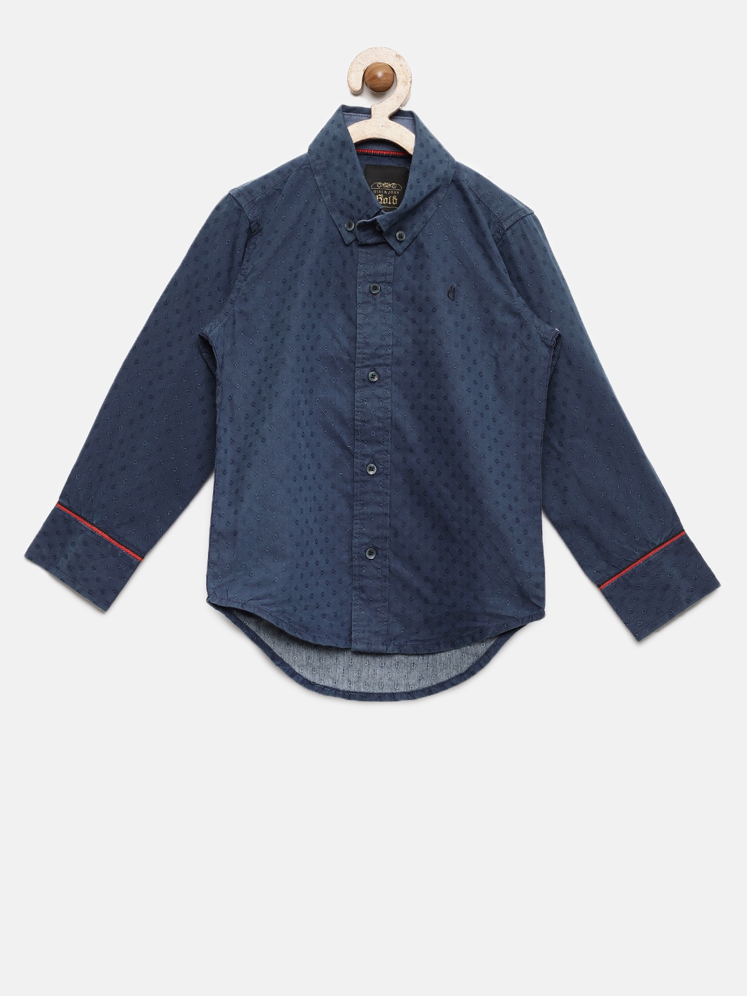 

Gini and Jony Boys Blue Slim Fit Self Design Casual Shirt