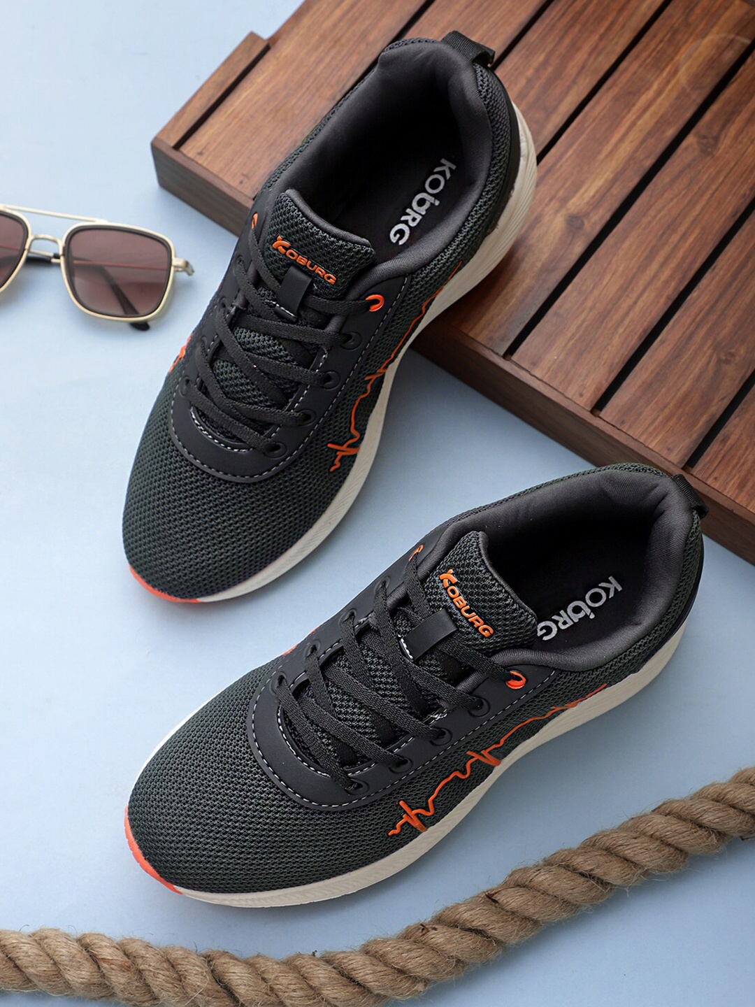 

Koburg Men Grey Mesh Running Non-Marking Shoes