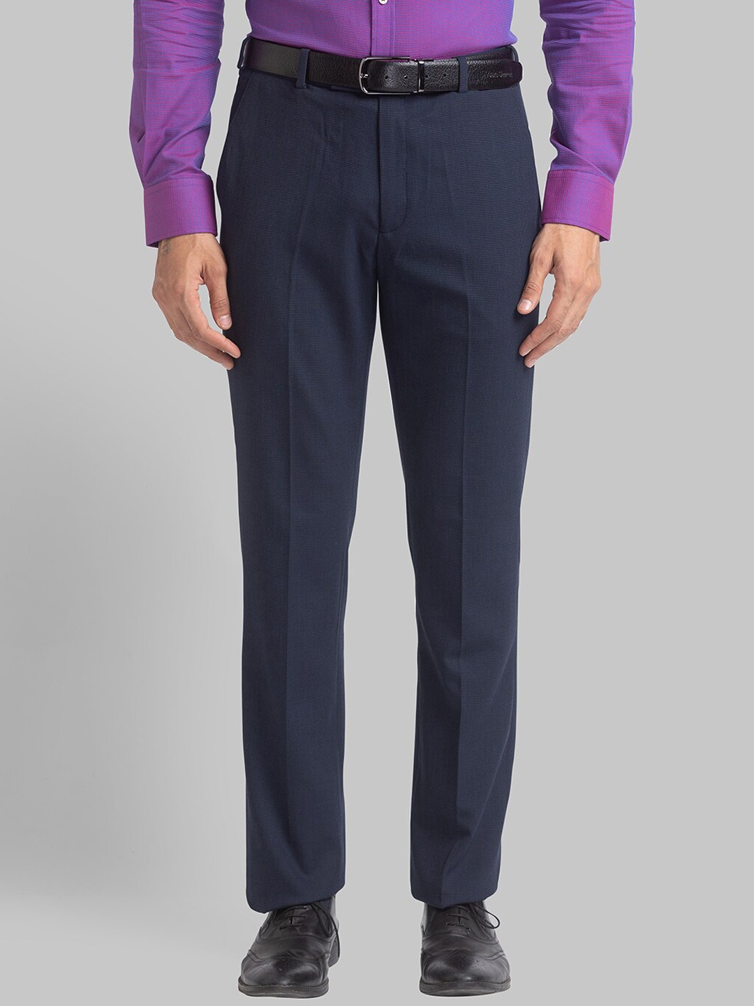

Park Avenue Men Blue Solid Regular Fit Formal Trousers