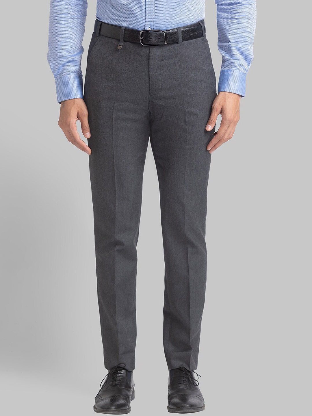 

Park Avenue Men Grey Textured Trousers