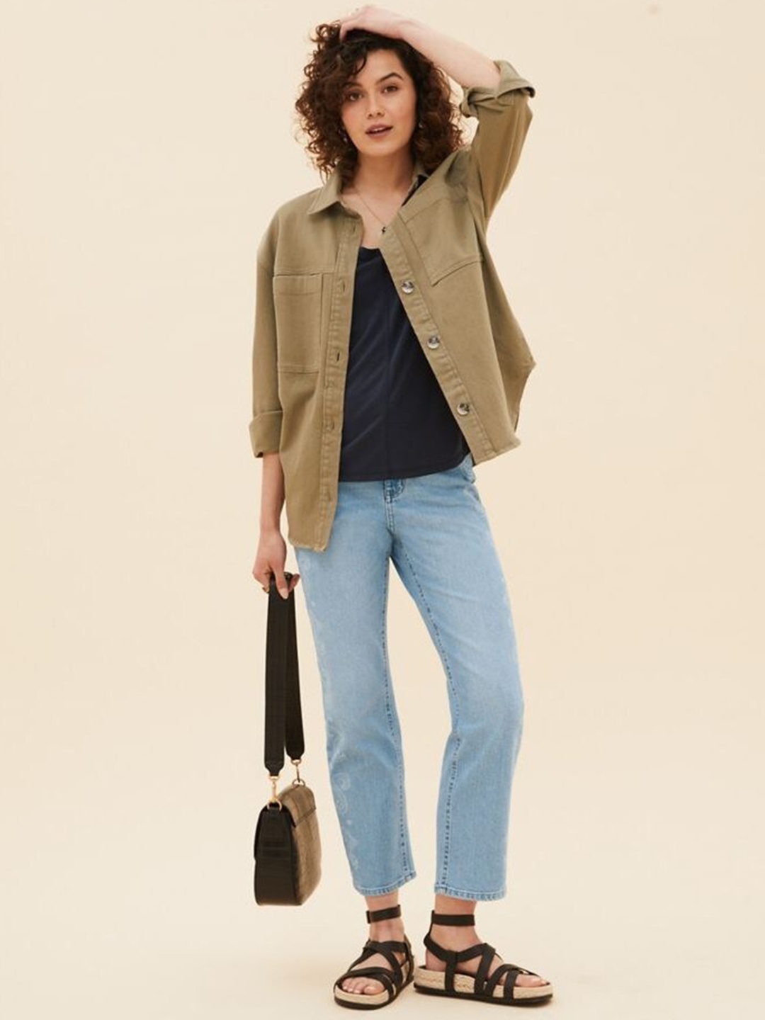 

Marks & Spencer Women Blue Relaxed Fit Highly Distressed Jeans