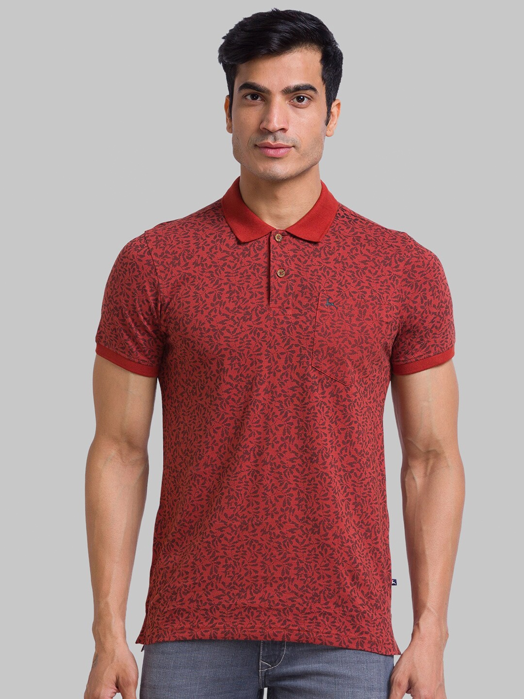 

Parx Men Orange & Black Polo Collar T-shirt