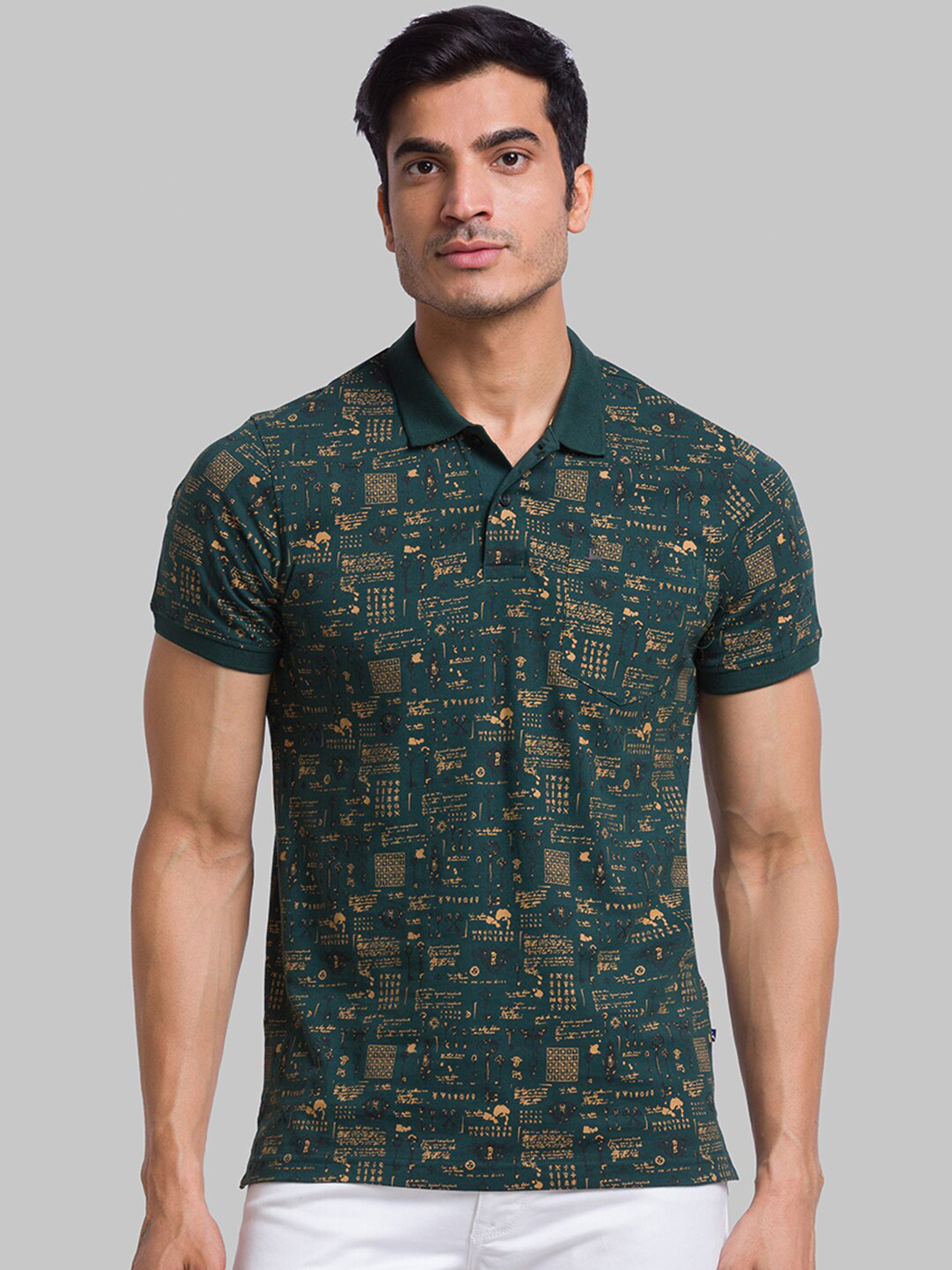 

Parx Men Green Polo Collar T-shirt