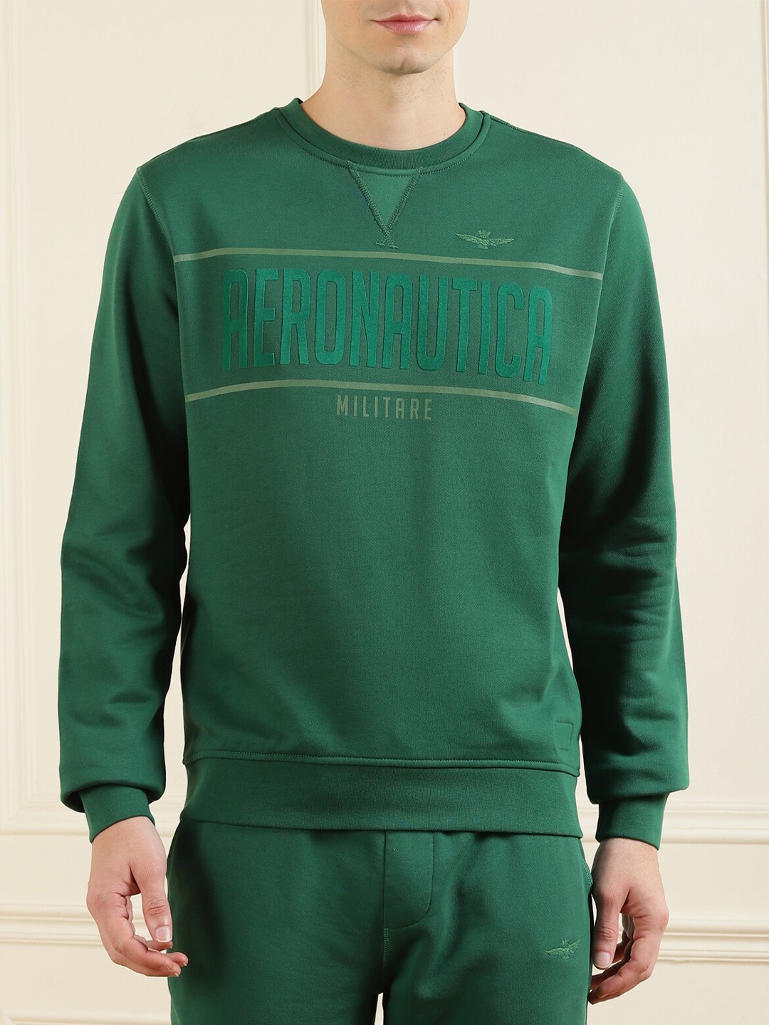 

Aeronautica Militare Men Green Printed Sweatshirt