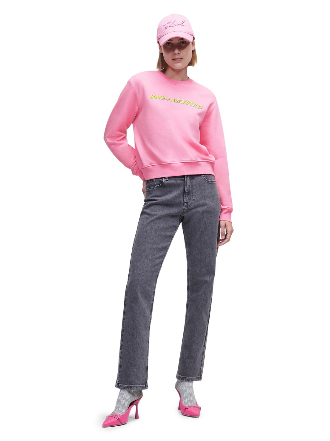 

Karl Lagerfeld Women Pink Printed Pure Cotton Sweatshirt