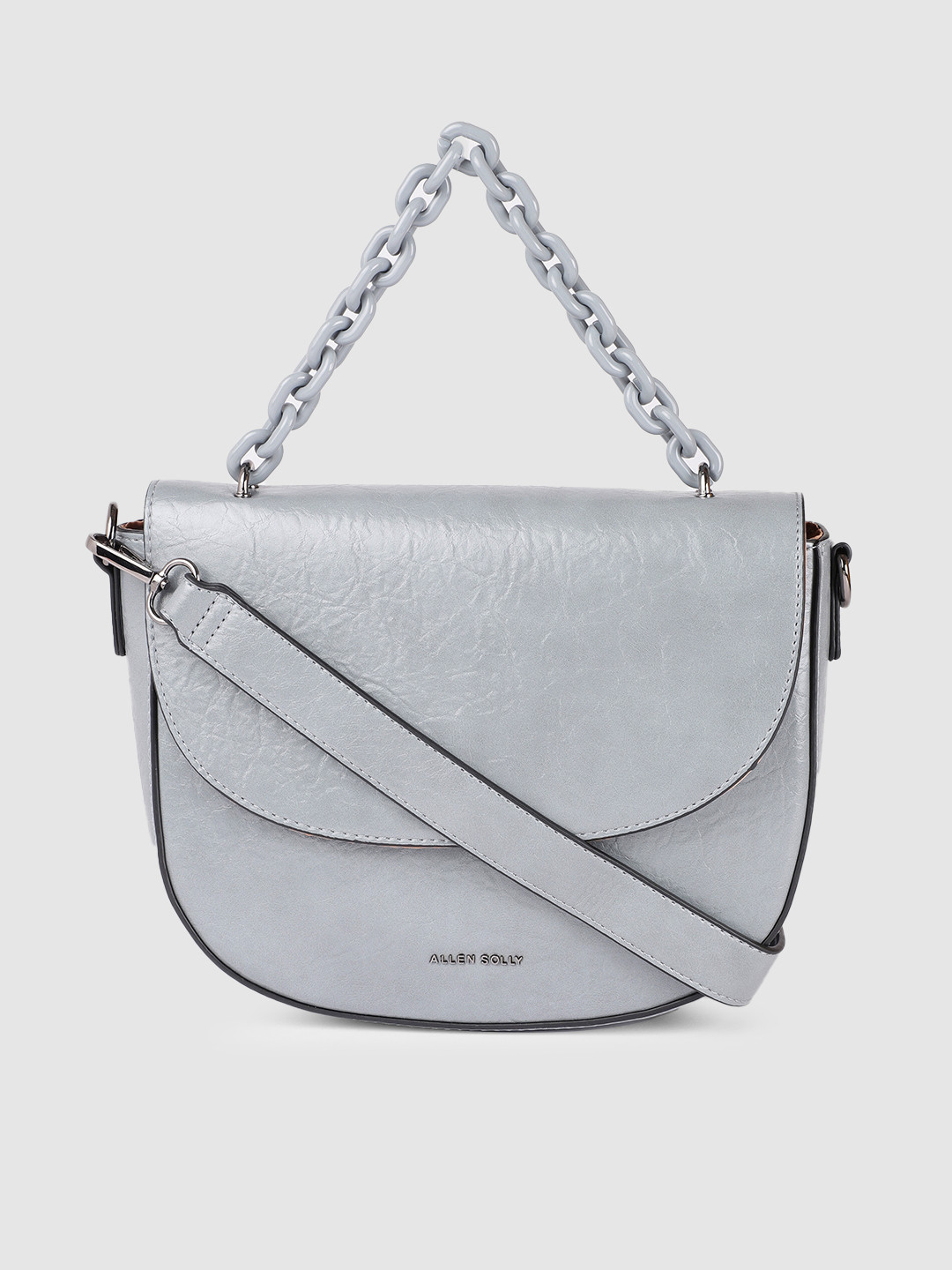

Allen Solly Grey Solid Structured Handheld Bag
