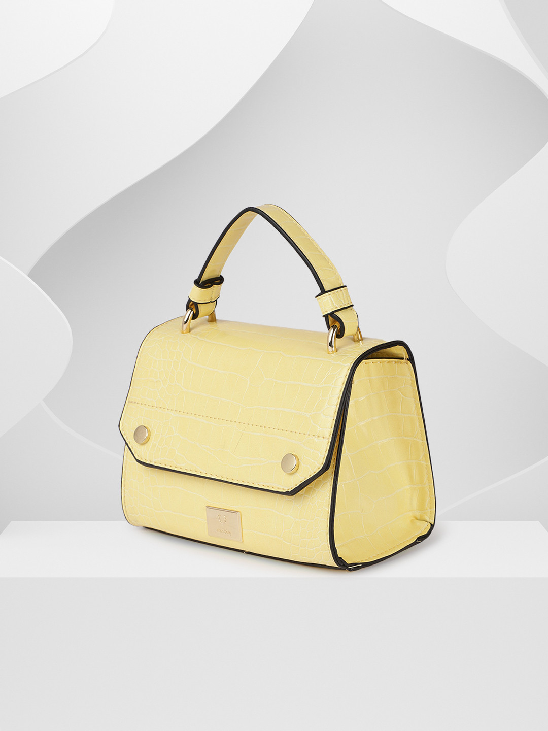 

Allen Solly Yellow Croc Textured Satchel
