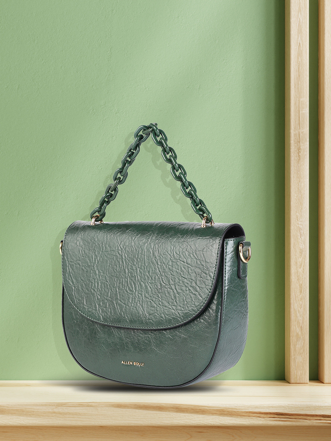 

Allen Solly Women Green Textured Structured Satchel