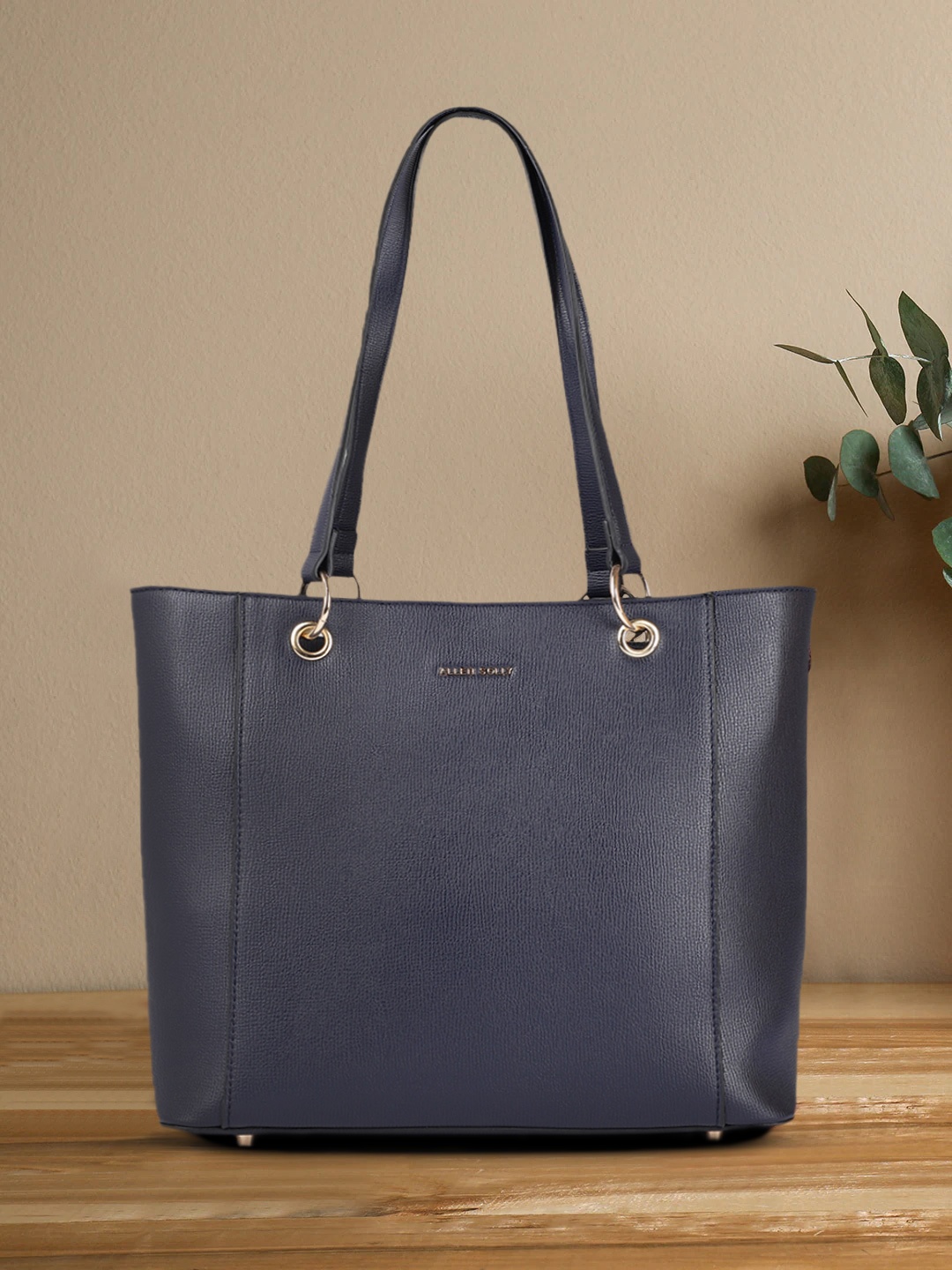 

Allen Solly Navy Blue Solid Structured Shoulder Bag