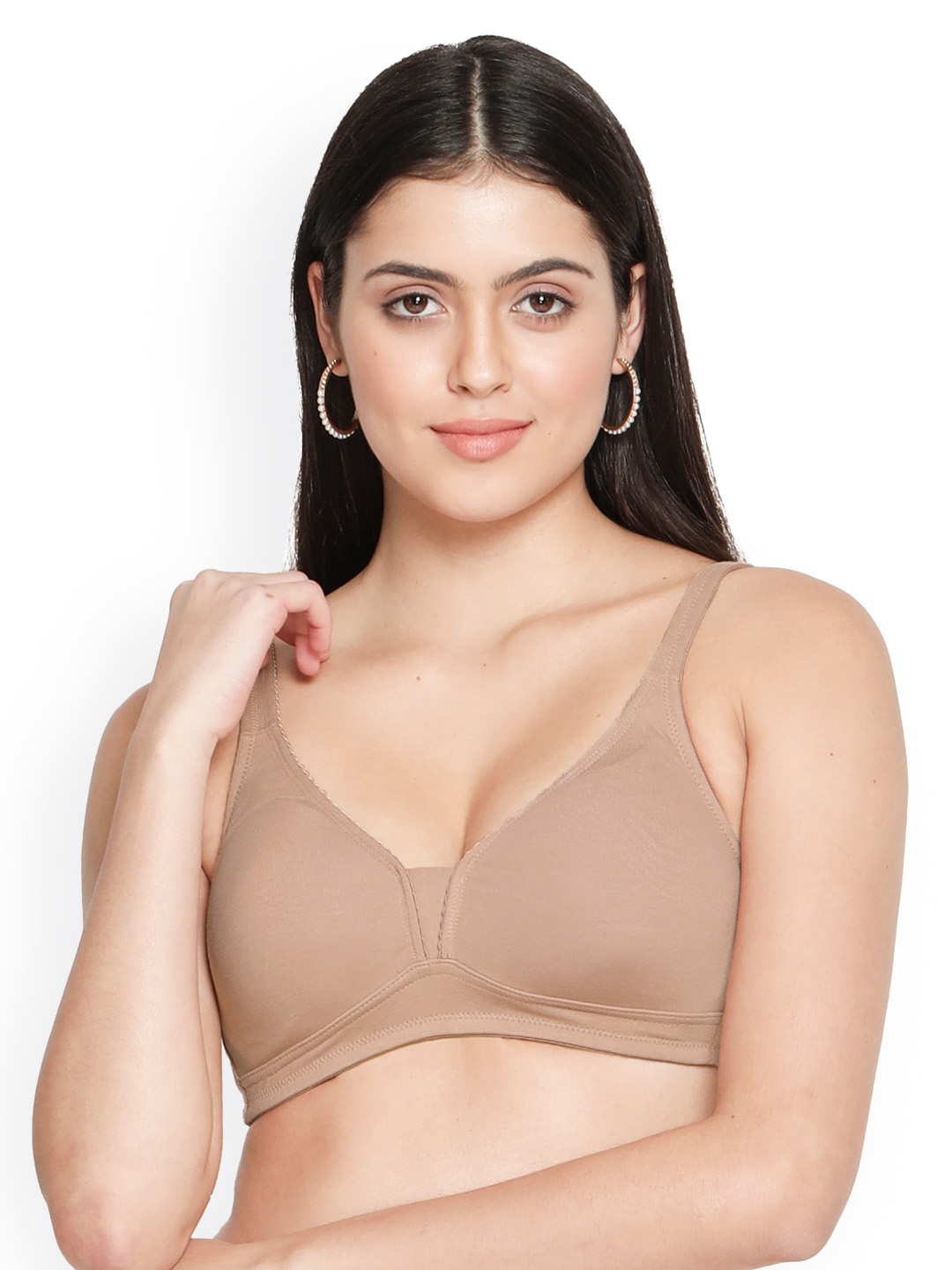 

Susie Beige Solid Cotton Plunge Bra