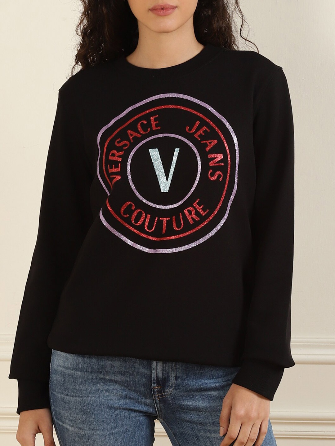 

Versace Jeans Couture Women Black Printed Sweatshirt