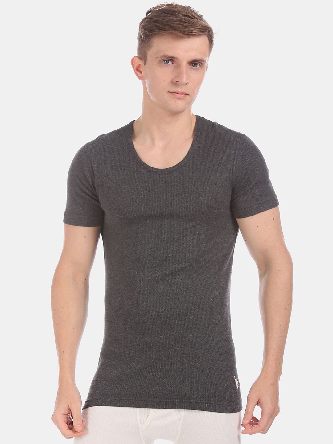 

U.S. Polo Assn. Men's Grey Solid Snug-Fit Thermal Tops