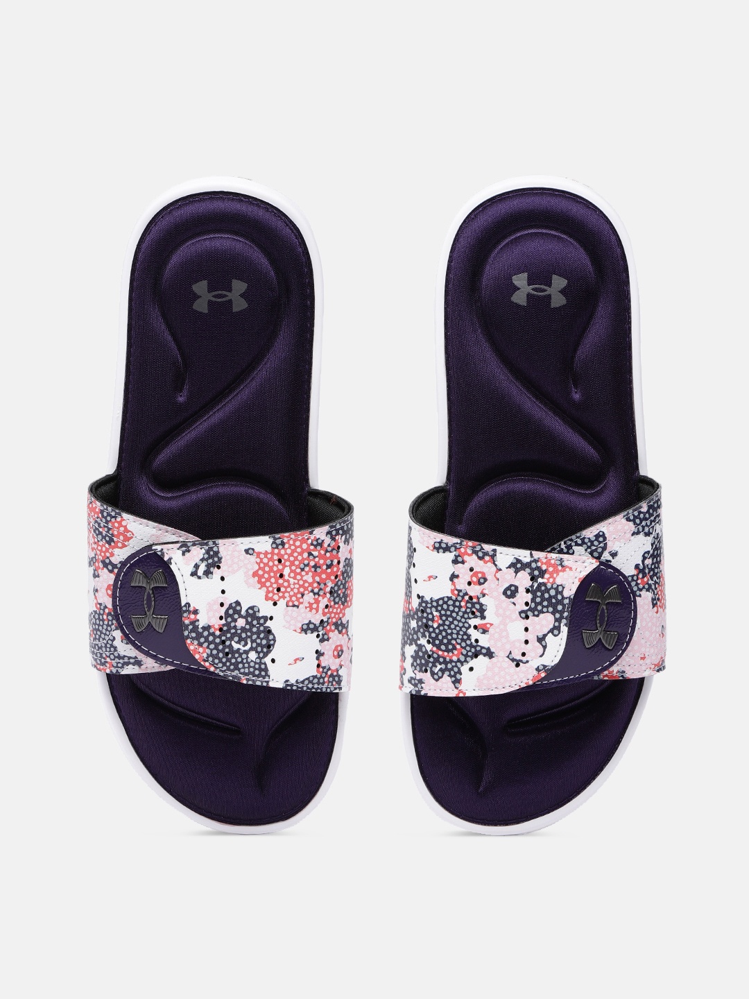 

UNDER ARMOUR Women White & Purple Ignite VI Printed Sliders