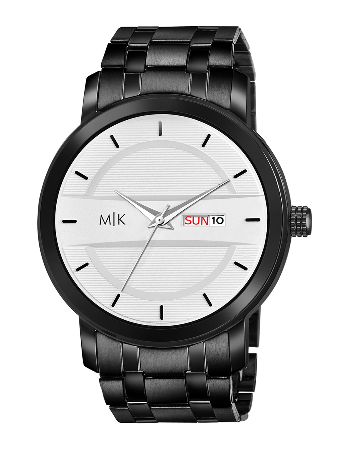 

MORRIS KLEIN Men White Dial & Black Stainless Steel Bracelet Style Straps Analogue Multi Function Watch