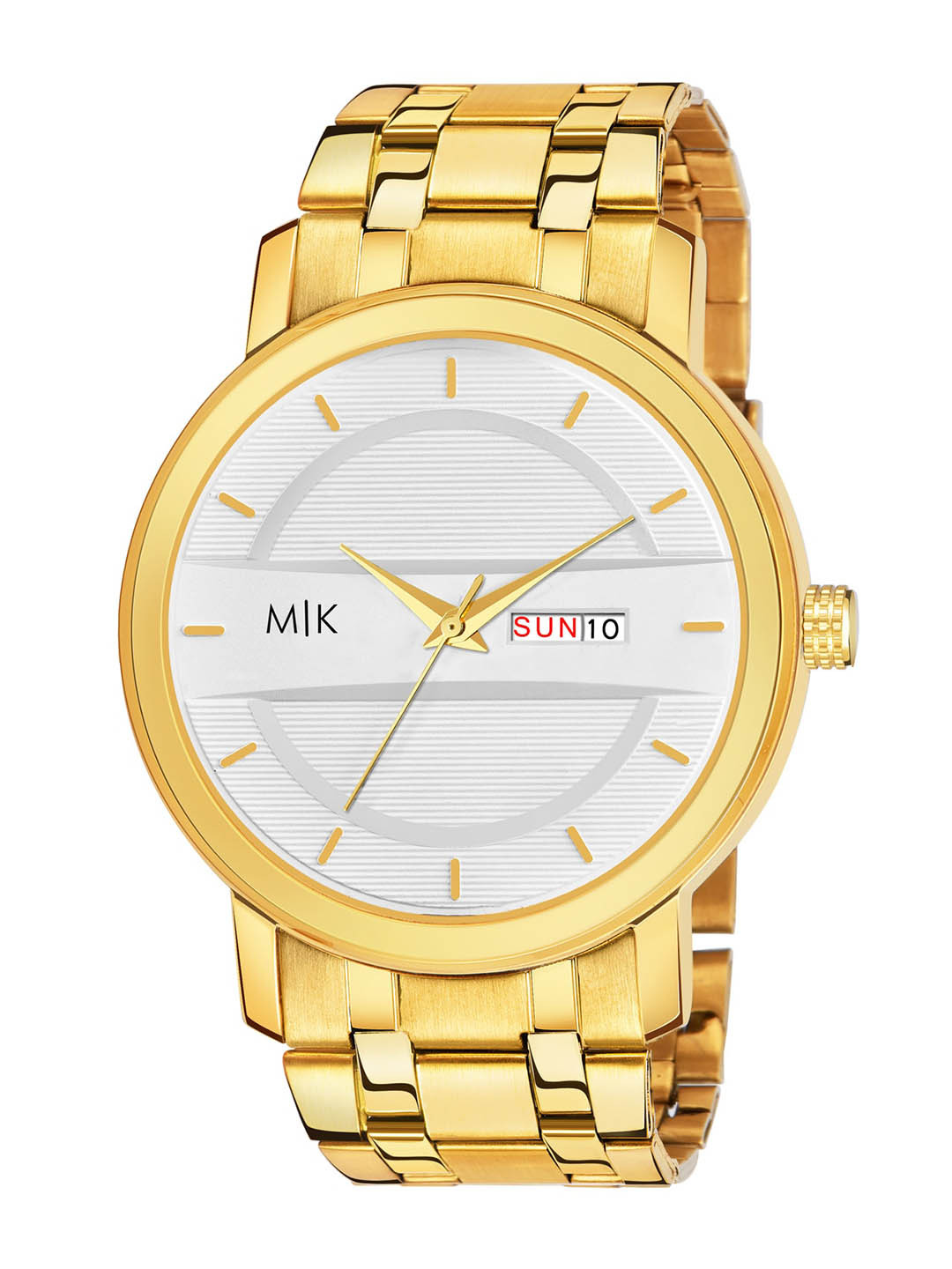

MORRIS KLEIN Men White Dial & Gold-Plated Stainless Steel Bracelet Style Straps Analogue Watch MK-8016