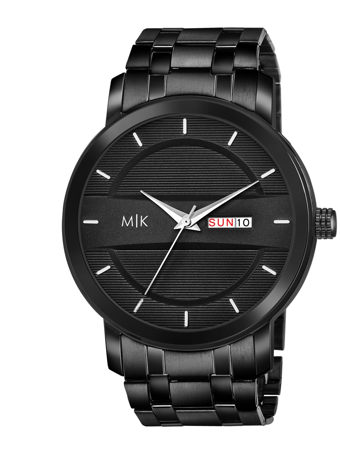 

MORRIS KLEIN Men Black Dial & Black Stainless Steel Bracelet Style Straps Analogue Multi Function Watch