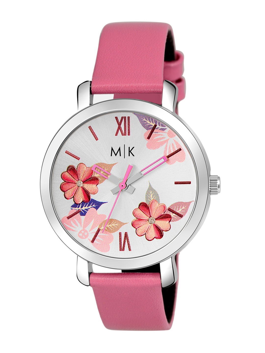 

MORRIS KLEIN Women White Printed Dial & Pink Leather Straps Analogue Watch