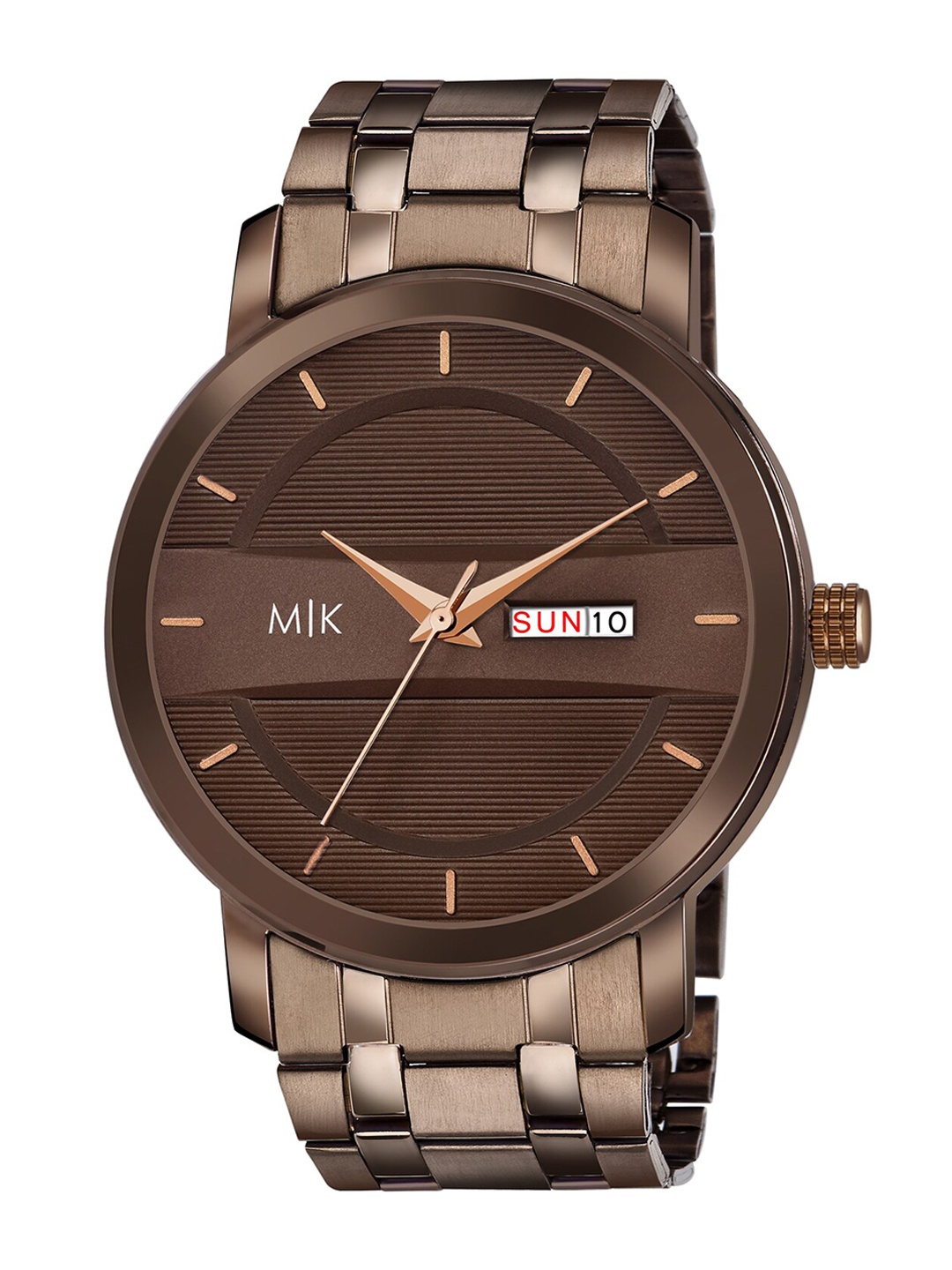 

MORRIS KLEIN Men Brown Dial & Brown Stainless Steel Bracelet Style Straps Analogue Multi Function Watch