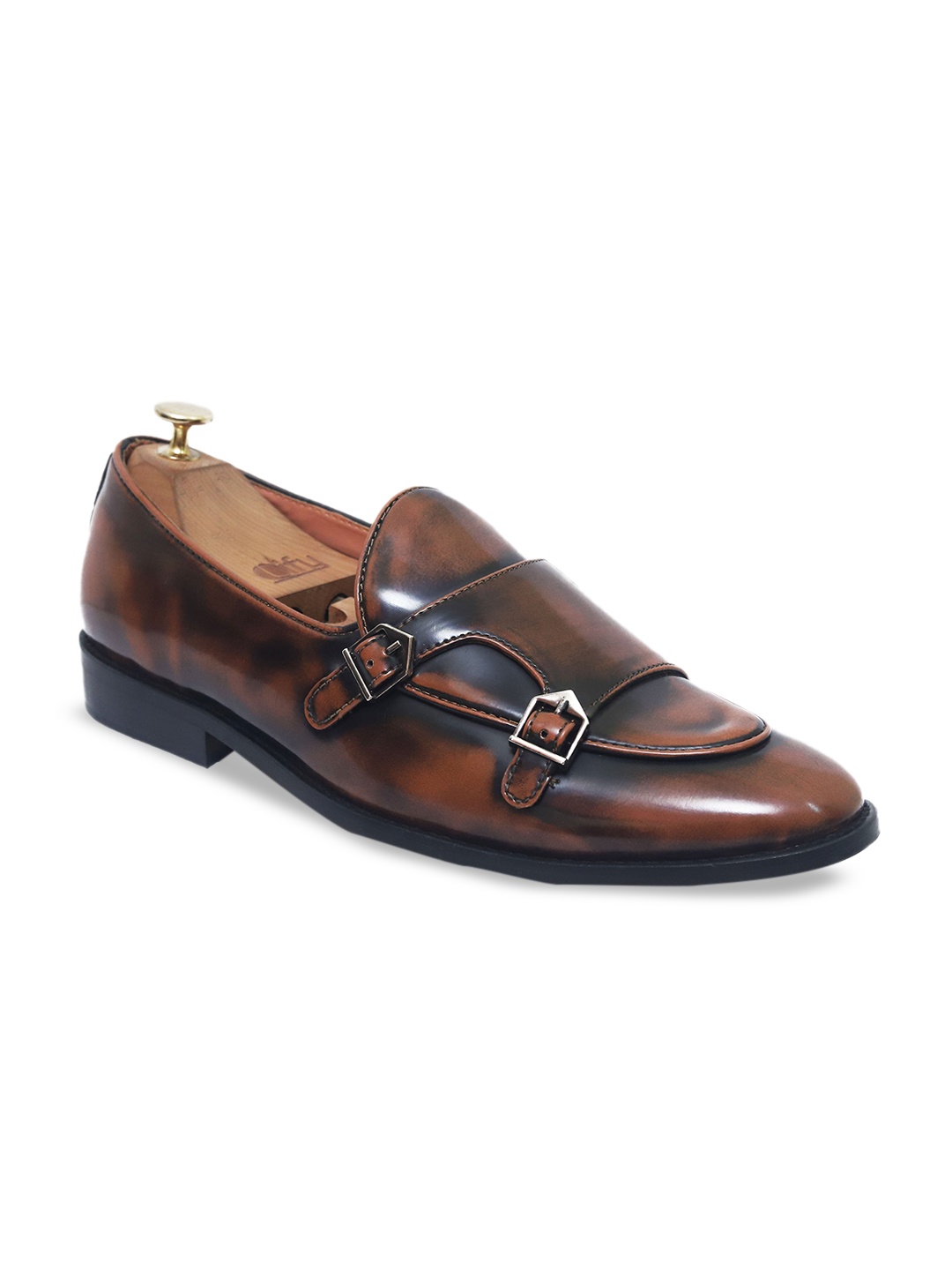 

GRIFFIN Men Brown Textured Monks