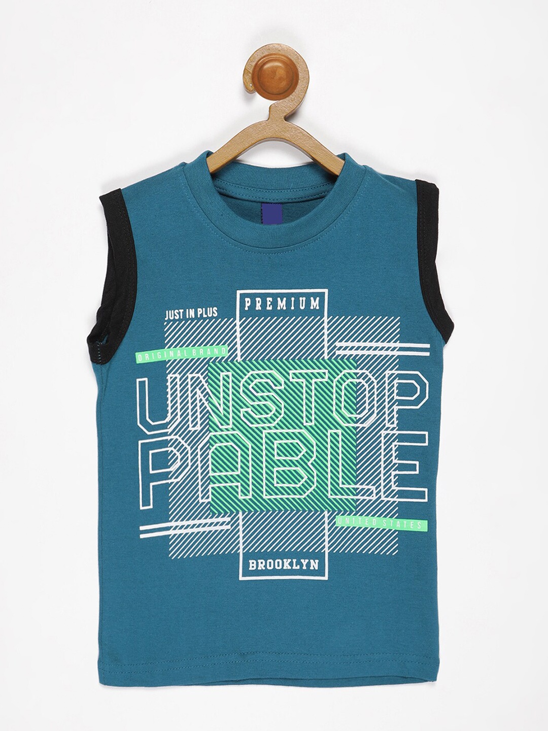 

V2 Value & Variety Boys Blue Typography Printed Applique T-shirt