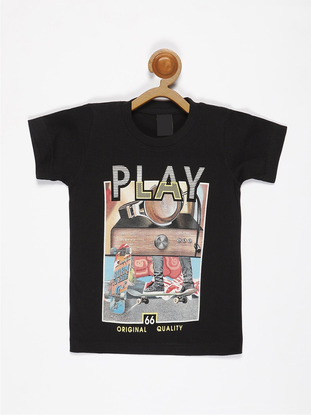 

V2 Value & Variety Boys Black Raw Edge T-shirt