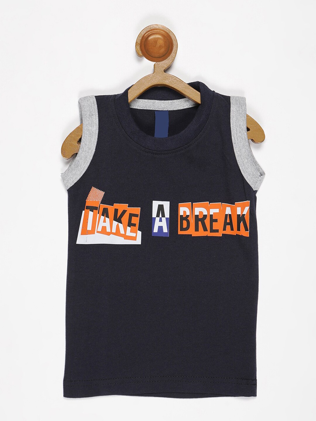 

V2 Value & Variety Boys Blue Printed Applique T-shirt