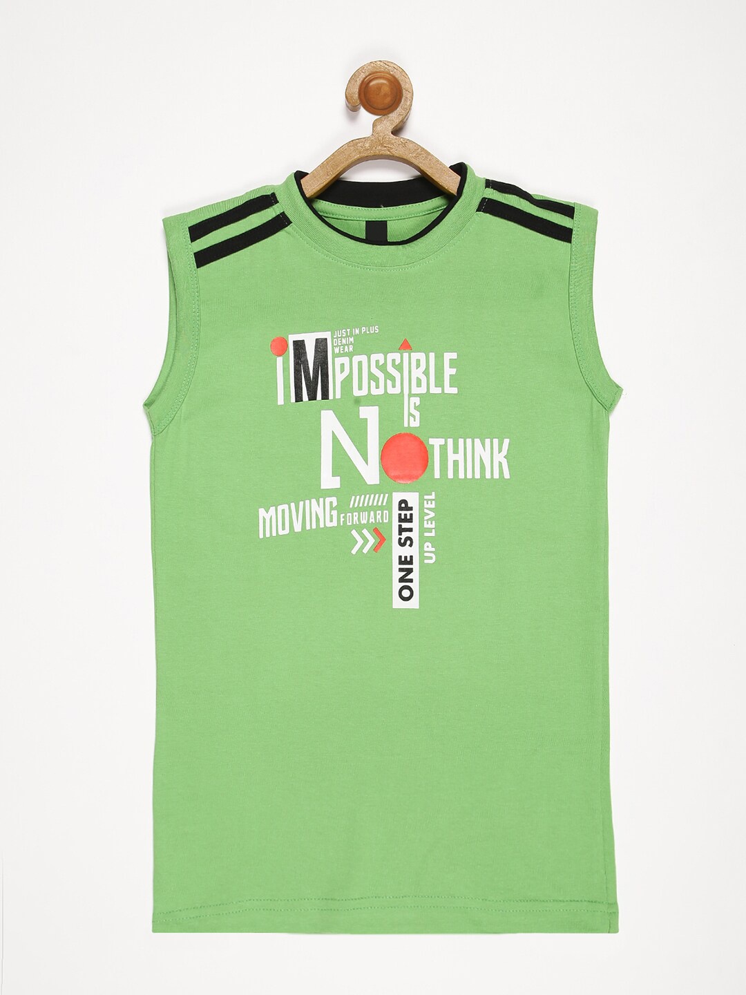 

V2 Value & Variety Kids-Boys Green Typography Printed Raw Edge T-shirt