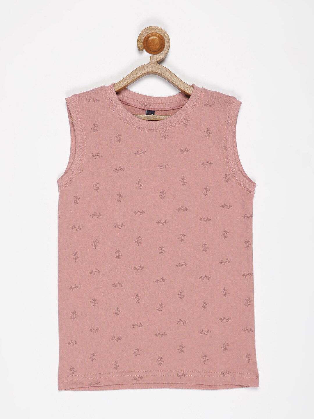 

V2 Value & Variety Boys Beige Printed Sleeveless Cotton T-shirt